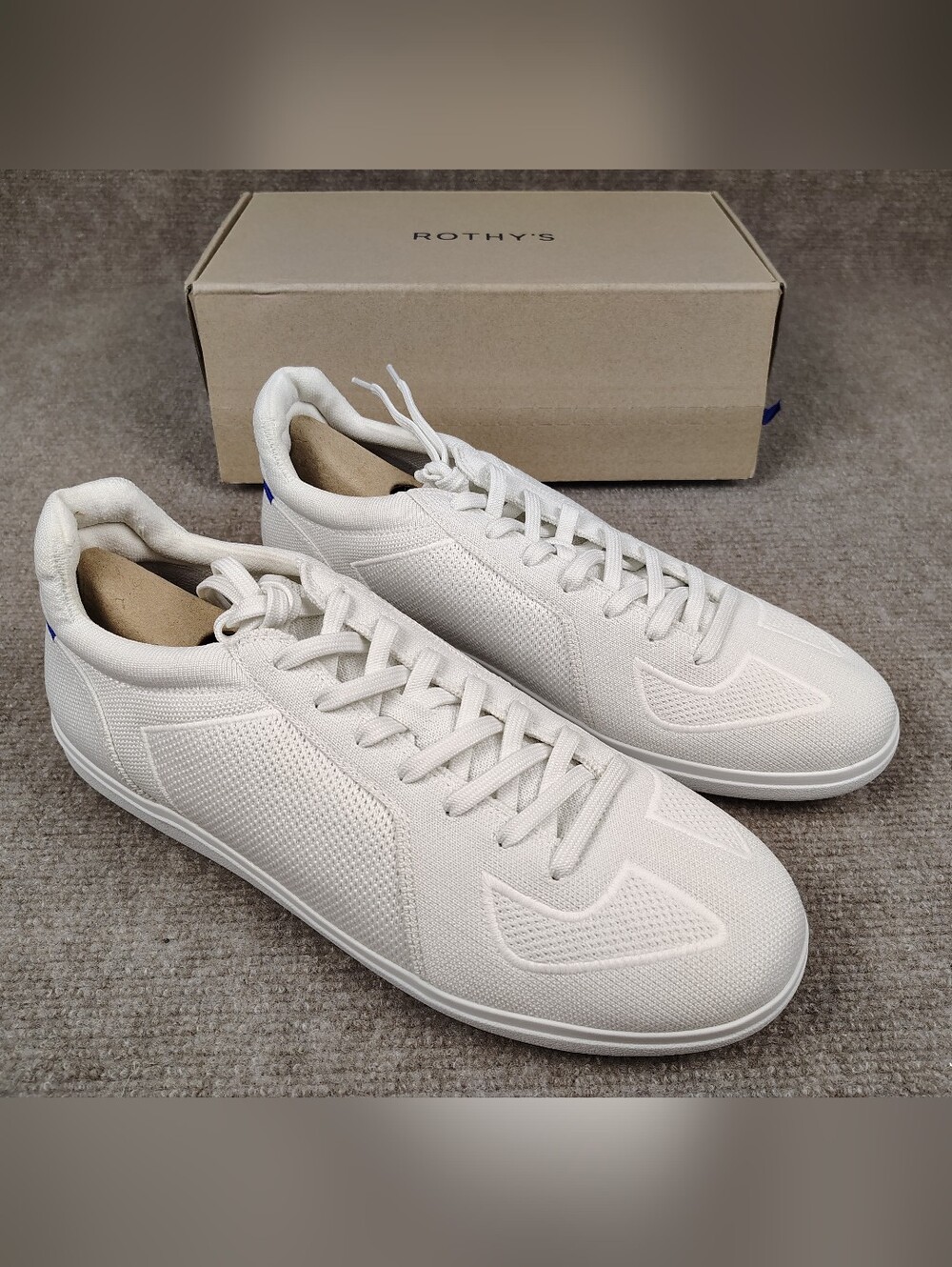 Men's Rothy's Style#056-002 White Lace-Up Textile Sneakers Sz 12 US